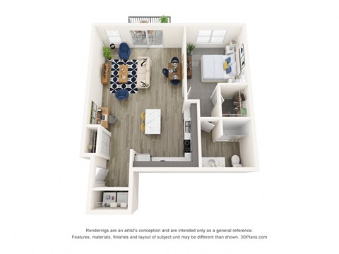 Floor plan for 1 bed, 1 bath, 822 sqft